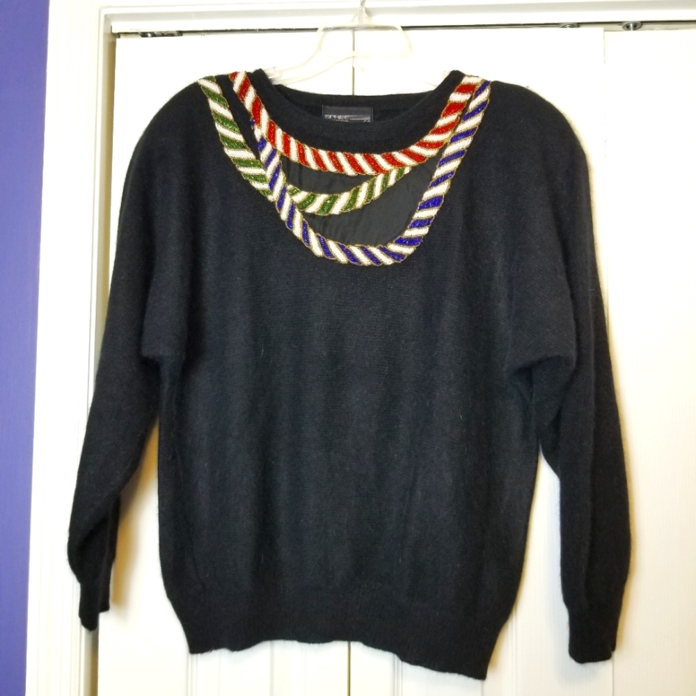 Spree International Vintage Lambswool Angora Beaded Embellished Sweater